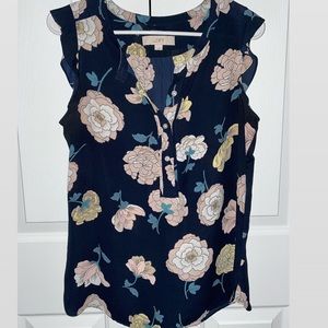 Women's Loft Floral Shirt-M-Blue